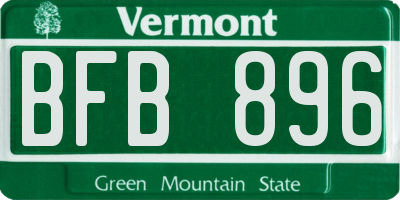 VT license plate BFB896