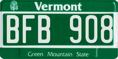 VT license plate BFB908
