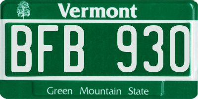VT license plate BFB930