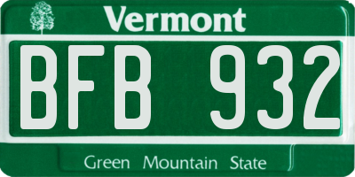 VT license plate BFB932
