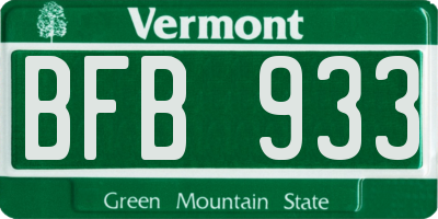 VT license plate BFB933