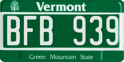 VT license plate BFB939