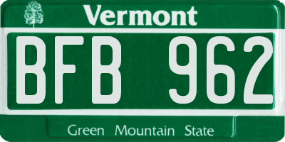 VT license plate BFB962