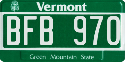 VT license plate BFB970