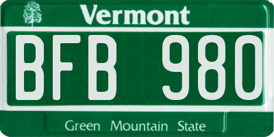 VT license plate BFB980