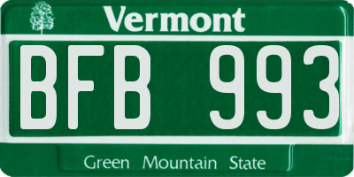 VT license plate BFB993