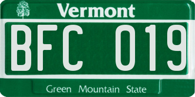 VT license plate BFC019