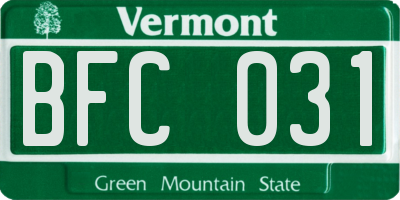 VT license plate BFC031