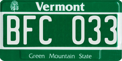 VT license plate BFC033