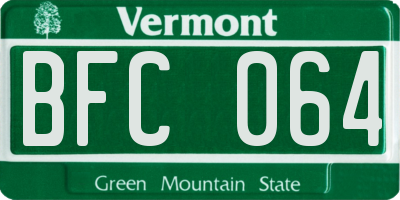 VT license plate BFC064