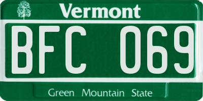 VT license plate BFC069