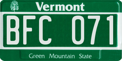 VT license plate BFC071