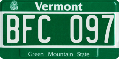 VT license plate BFC097