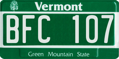 VT license plate BFC107