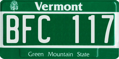 VT license plate BFC117