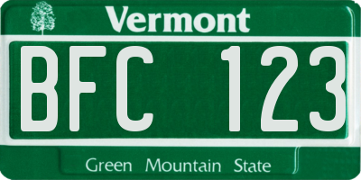 VT license plate BFC123
