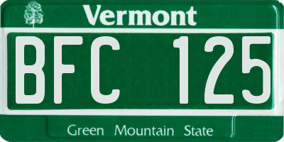 VT license plate BFC125