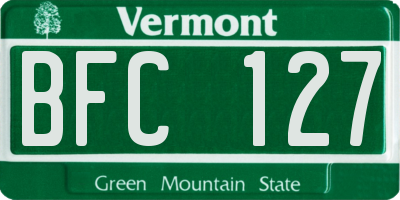 VT license plate BFC127