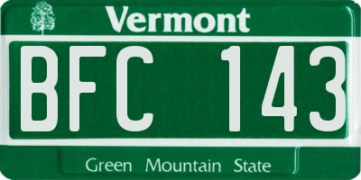 VT license plate BFC143