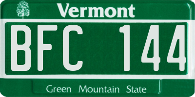 VT license plate BFC144