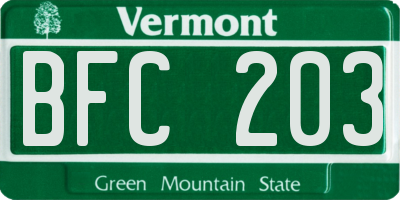 VT license plate BFC203