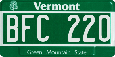 VT license plate BFC220
