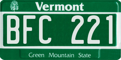 VT license plate BFC221