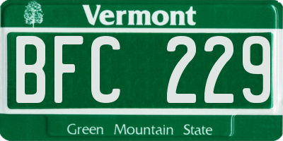 VT license plate BFC229