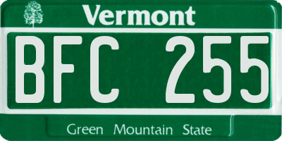 VT license plate BFC255
