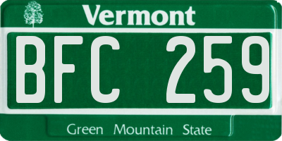 VT license plate BFC259