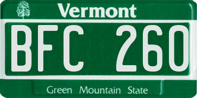 VT license plate BFC260