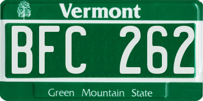VT license plate BFC262