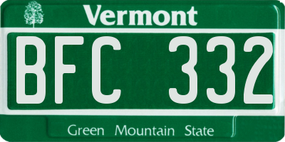VT license plate BFC332