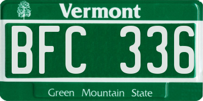 VT license plate BFC336