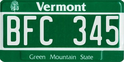 VT license plate BFC345