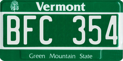 VT license plate BFC354