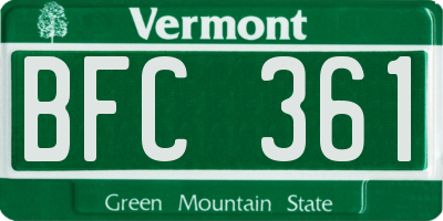 VT license plate BFC361