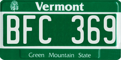 VT license plate BFC369