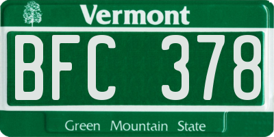 VT license plate BFC378