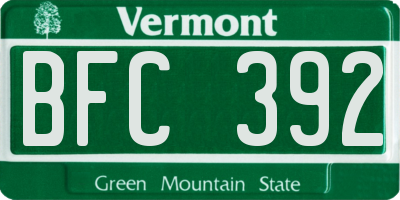 VT license plate BFC392