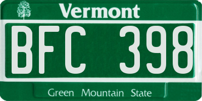 VT license plate BFC398