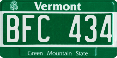 VT license plate BFC434