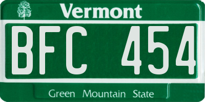 VT license plate BFC454