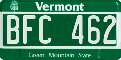 VT license plate BFC462