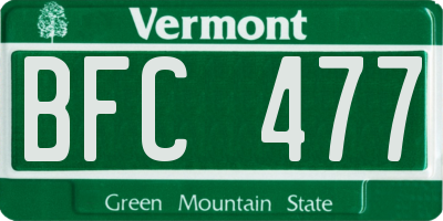 VT license plate BFC477