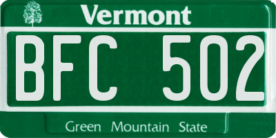 VT license plate BFC502