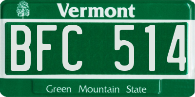 VT license plate BFC514