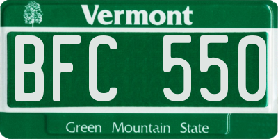 VT license plate BFC550