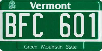 VT license plate BFC601