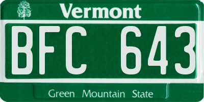 VT license plate BFC643